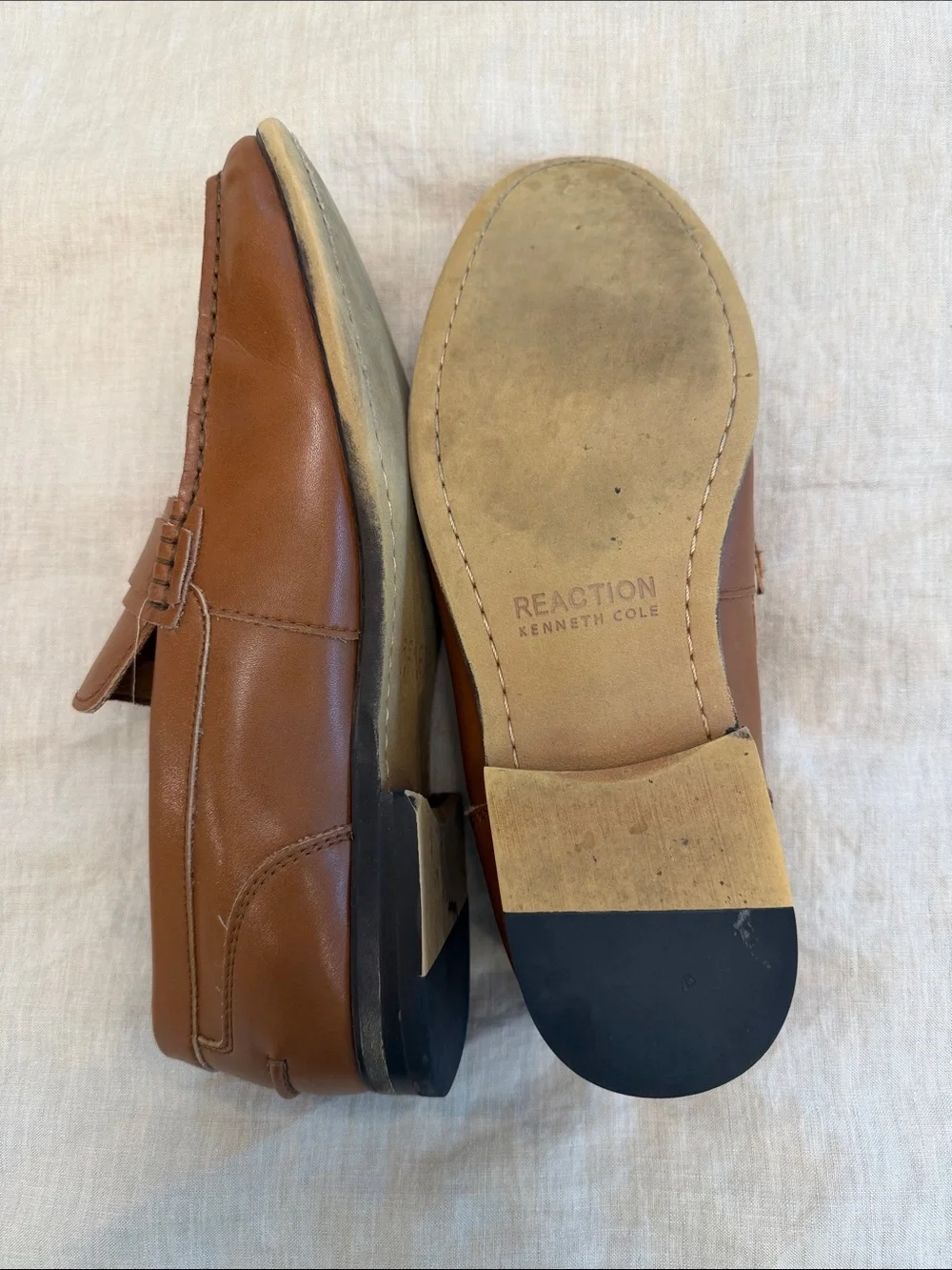 Kenneth Cole Reaction Cognac Brown Leather Loafers